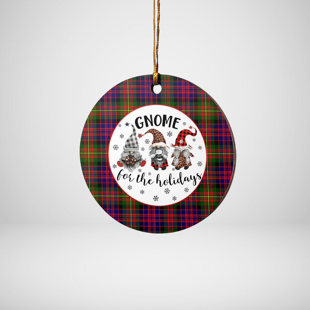 Clan Carnegie Modern Tartan Tartan Crest Gnome Round Ceramic Ornament QU14 Carnegie Modern Tartan Tartan Christmas   