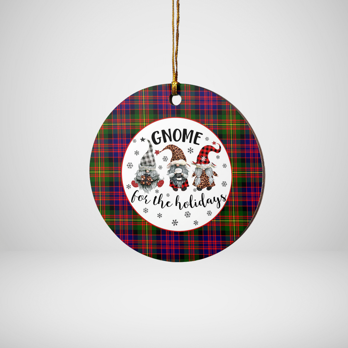 Clan Carnegie Modern Tartan Tartan Crest Gnome Round Ceramic Ornament QU14 Carnegie Modern Tartan Tartan Christmas   