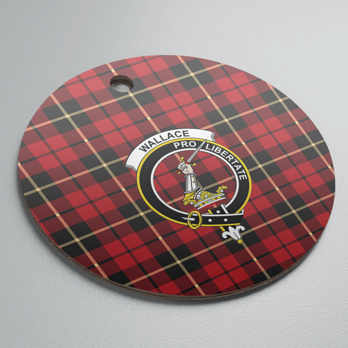 Clan Wallace Hunting Tartan Crest Round Ceramic Ornament TD69 Wallace Hunting Tartan Tartan Christmas   