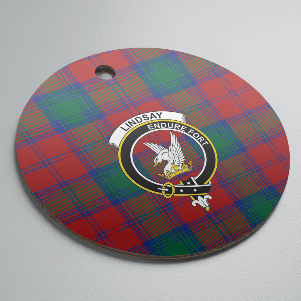 Clan Lindsay Modern Tartan Crest Round Ceramic Ornament EX84 Lindsay Modern Tartan Tartan Christmas   