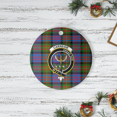 Clan Carnegie Ancient Tartan Crest Round Ceramic Ornament BO59 Carnegie Ancient Tartan Tartan Christmas   