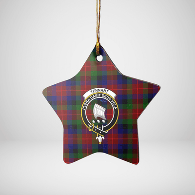 Clan Tennant Tartan Crest Star Ceramic Ornament
