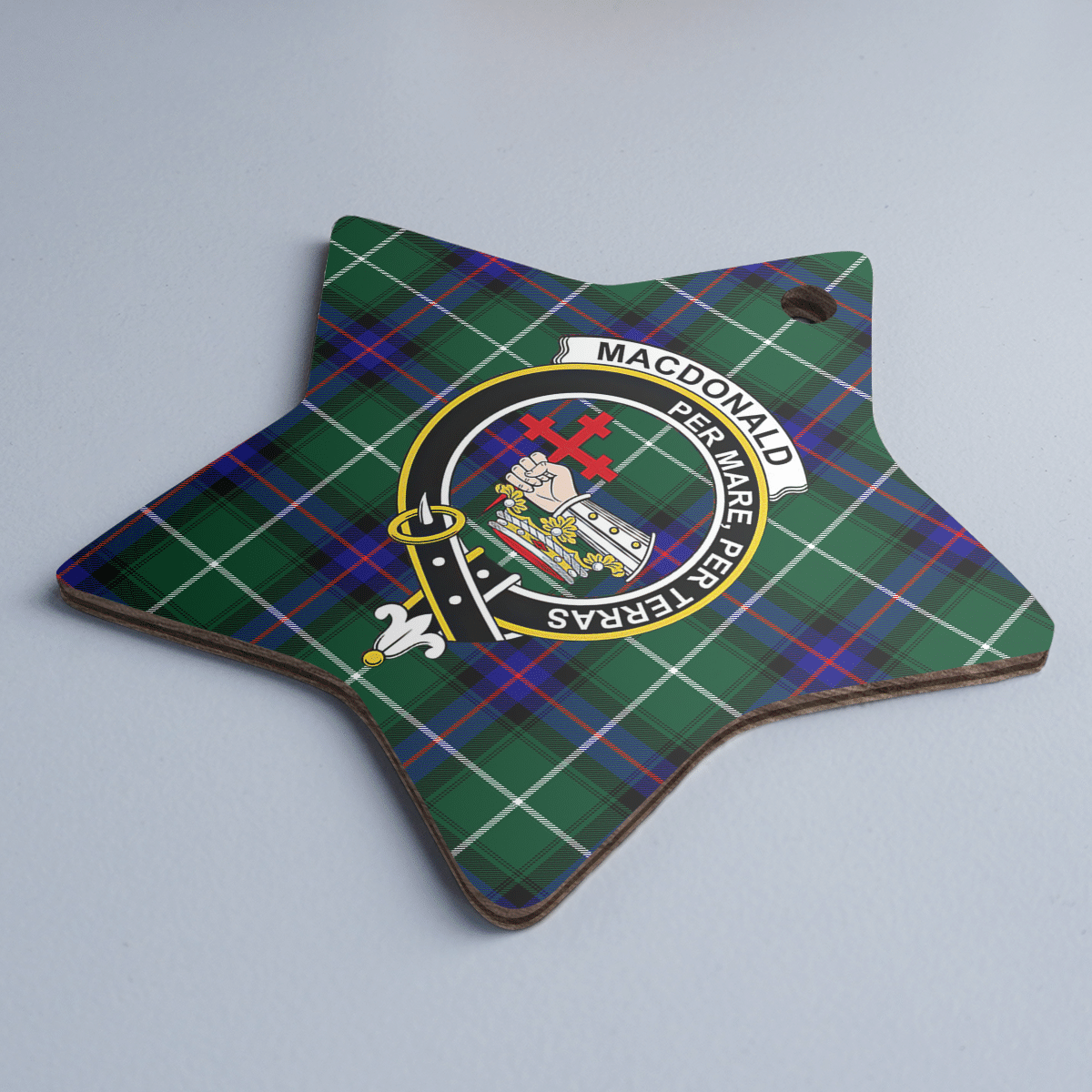 Clan MacDonald of the Isles Hunting Modern Tartan Crest Star Ceramic Ornament FM21 MacDonald of the Isles Hunting Modern Tartan Tartan Christmas   