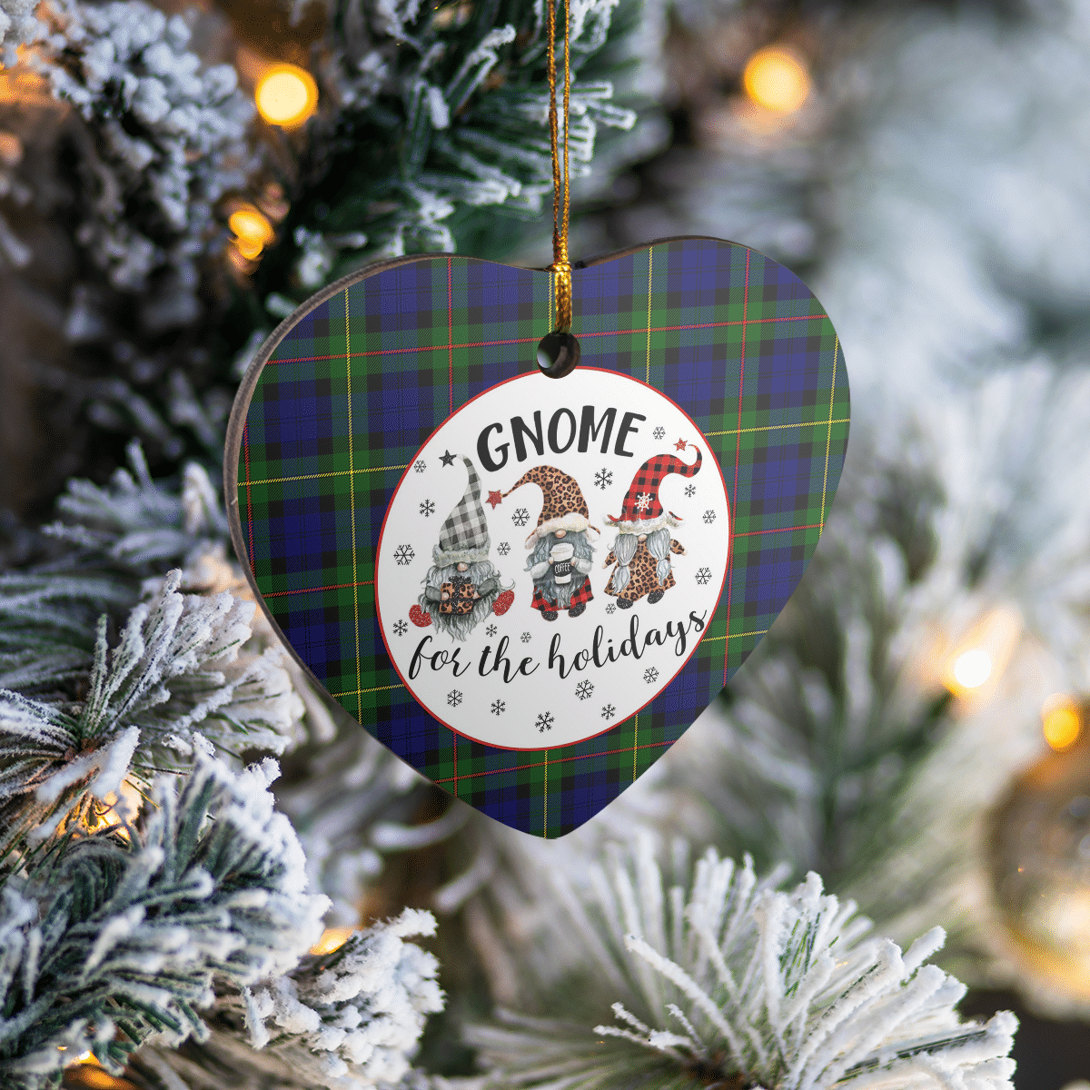 Clan MacEwen Modern Tartan Tartan Crest Gnome Heart Ceramic Ornament PP11 MacEwen Modern Tartan Tartan Christmas   