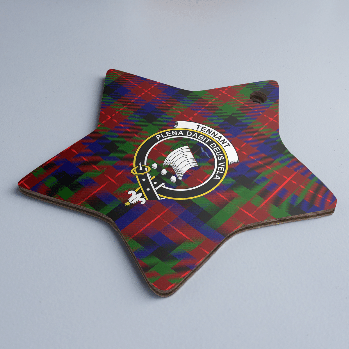 Clan Tennant Tartan Crest Star Ceramic Ornament LT36 Tennant Tartan Tartan Christmas   
