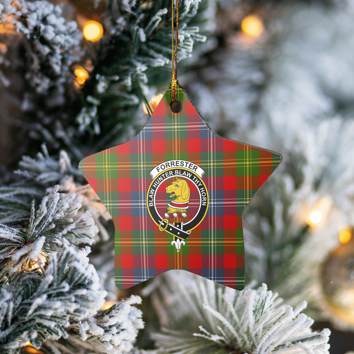Clan Forrester Tartan Crest Star Ceramic Ornament MN36 Forrester Tartan Tartan Christmas   