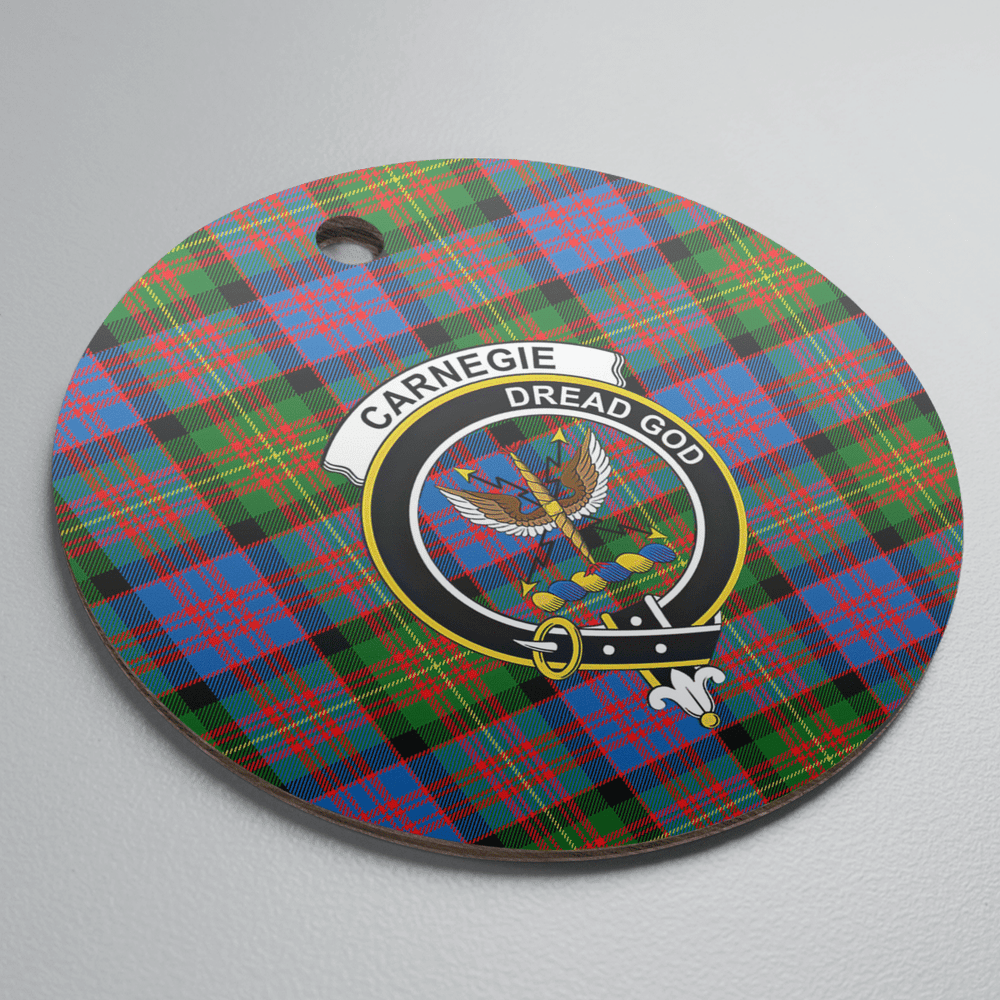 Clan Carnegie Ancient Tartan Crest Round Ceramic Ornament BO59 Carnegie Ancient Tartan Tartan Christmas   
