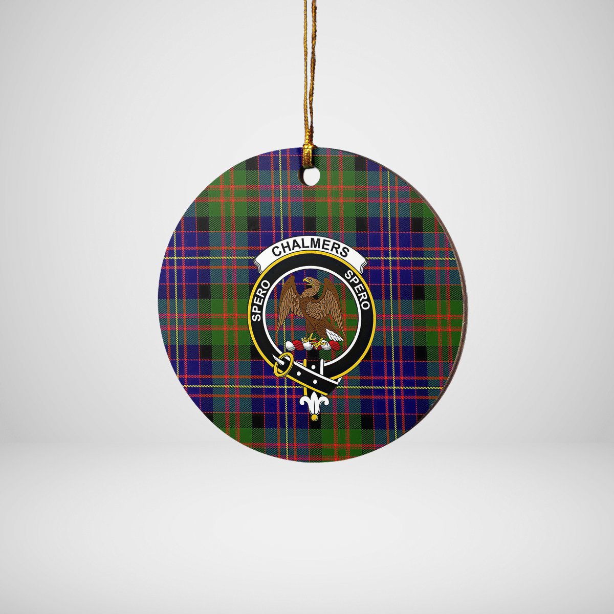 Clan Chalmer Tartan Crest Round Ceramic Ornament YR47 Chalmer Tartan Tartan Christmas   