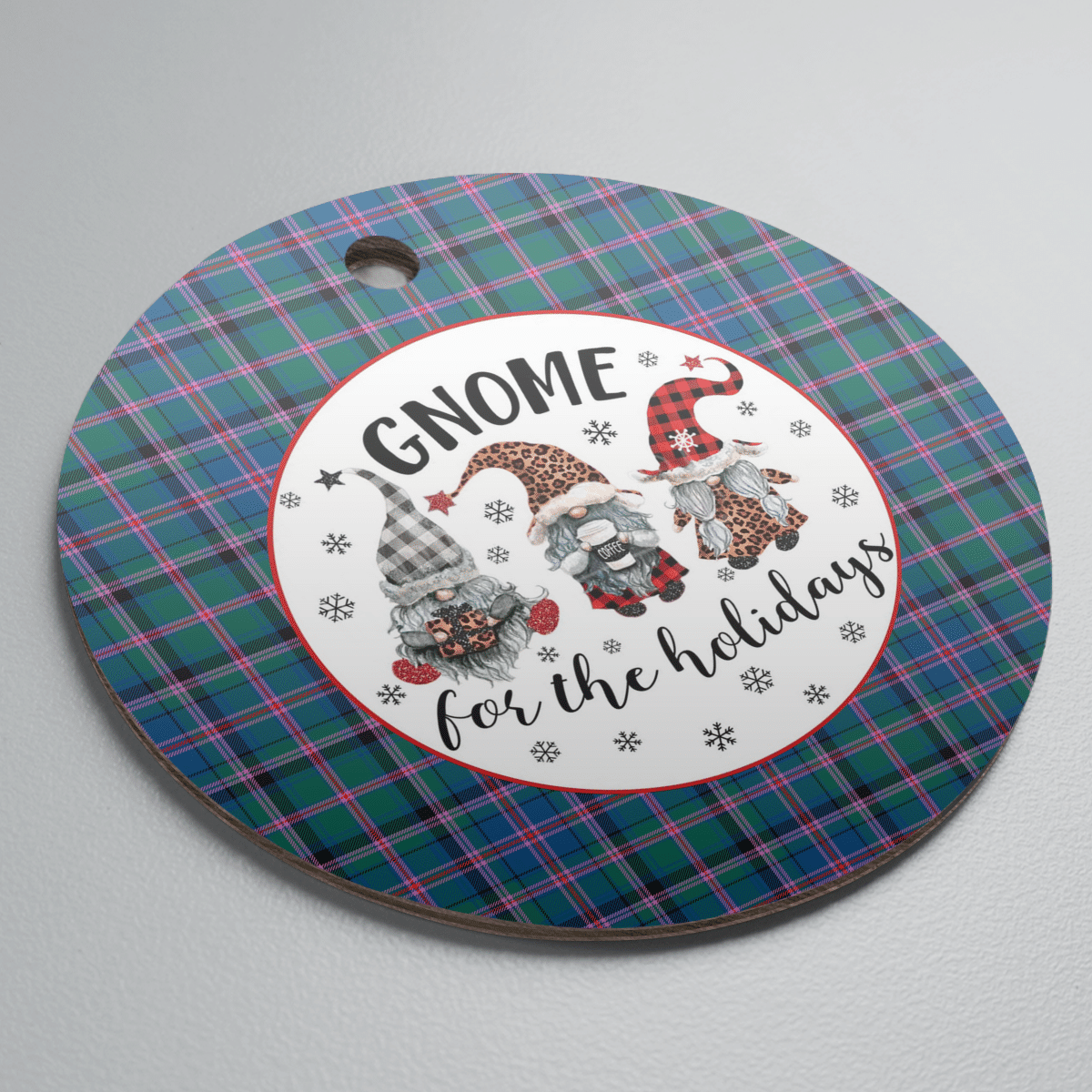 Clan Cooper Ancient  Tartan Tartan Crest Gnome Round Ceramic Ornament IV40 Cooper Ancient Tartan Tartan Christmas   
