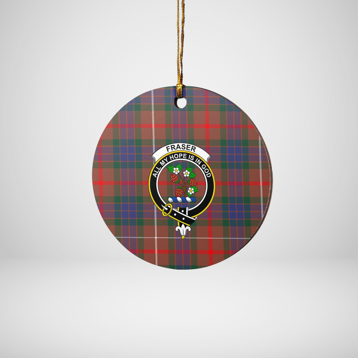 Clan Fraser Hunting Modern Tartan Crest Round Ceramic Ornament NT15 Fraser Hunting Modern Tartan Tartan Christmas   