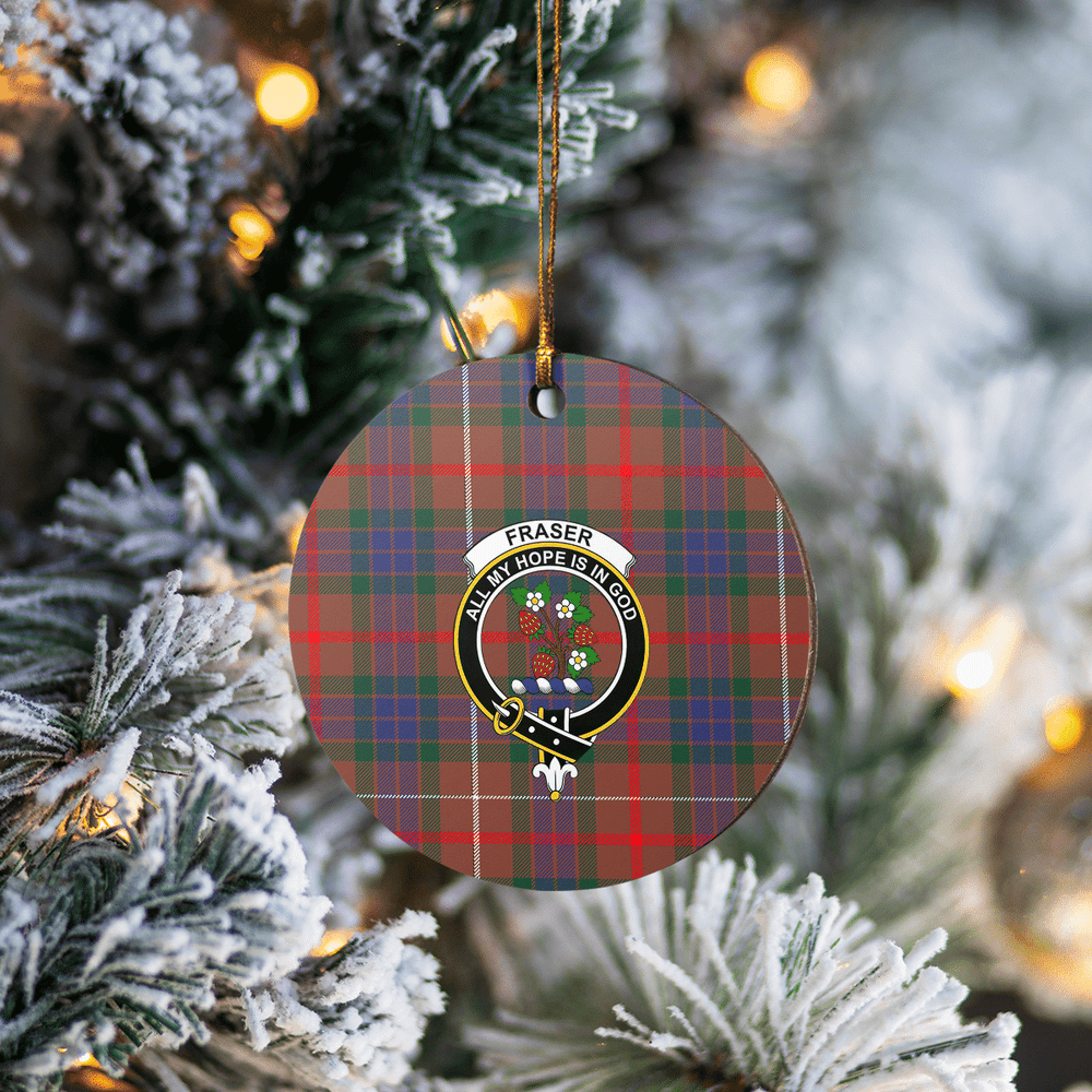 Clan Fraser Hunting Modern Tartan Crest Round Ceramic Ornament NT15 Fraser Hunting Modern Tartan Tartan Christmas   