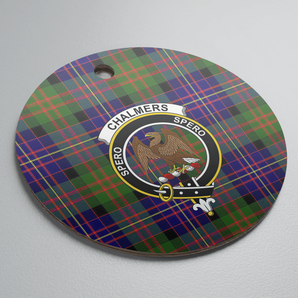 Clan Chalmer Tartan Crest Round Ceramic Ornament YR47 Chalmer Tartan Tartan Christmas   