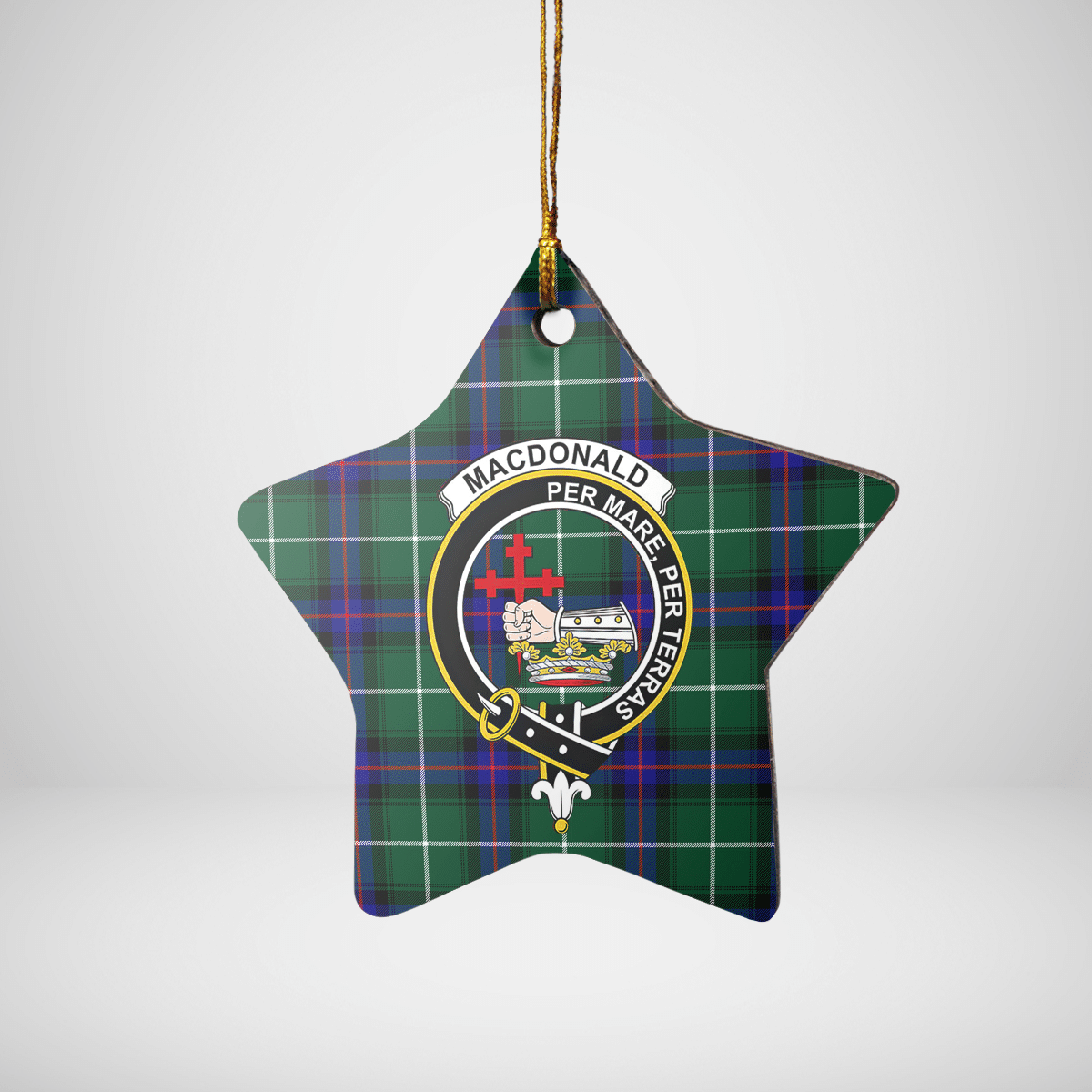 Clan MacDonald of the Isles Hunting Modern Tartan Crest Star Ceramic Ornament FM21 MacDonald of the Isles Hunting Modern Tartan Tartan Christmas   