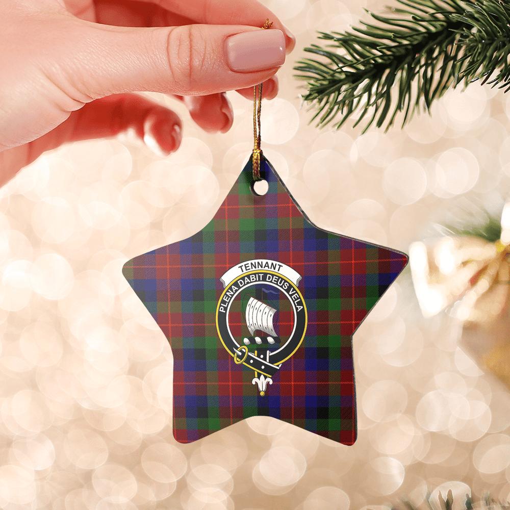 Clan Tennant Tartan Crest Star Ceramic Ornament LT36 Tennant Tartan Tartan Christmas   