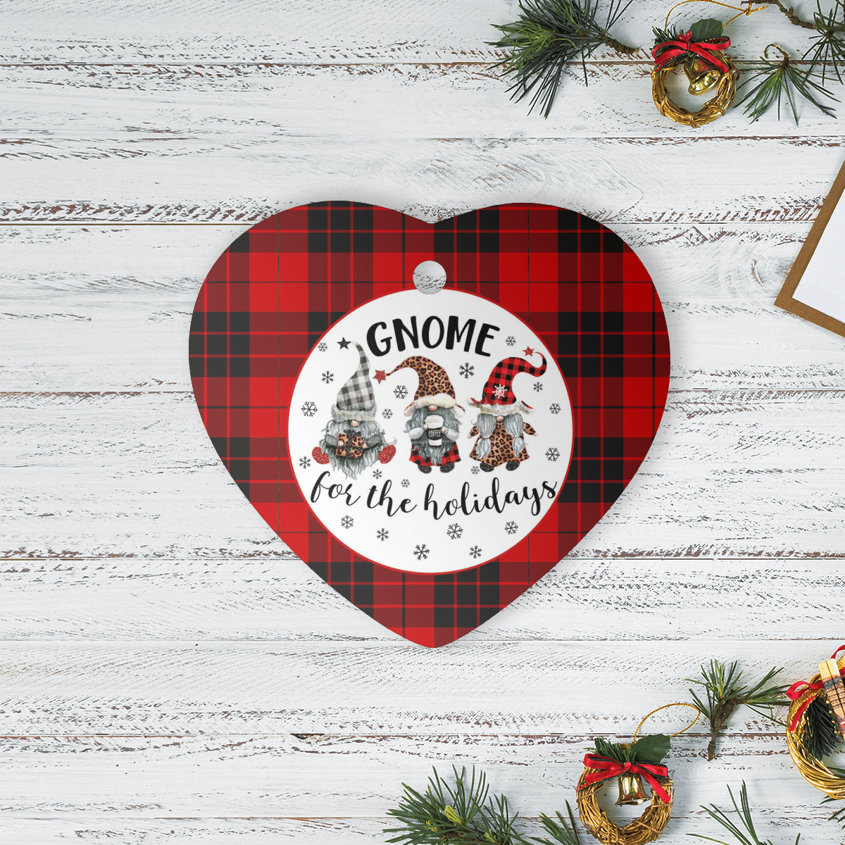 Clan MacLeod of Raasay Tartan Tartan Crest Gnome Heart Ceramic Ornament PC21 MacLeod of Raasay Tartan Tartan Christmas   