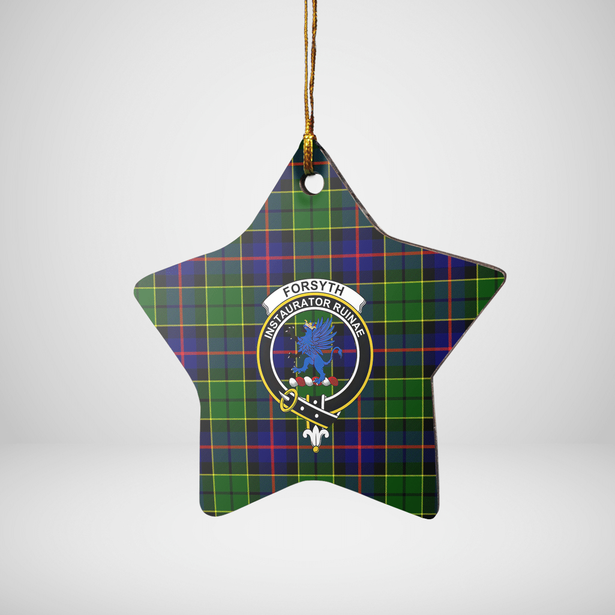 Clan Forsyth Modern Tartan Crest Star Ceramic Ornament EF59 Forsyth Modern Tartan Tartan Christmas   