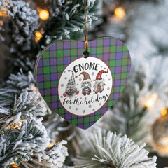 Clan MacBrayne Tartan Tartan Crest Gnome Heart Ceramic Ornament JL83 MacBrayne Tartan Tartan Christmas   