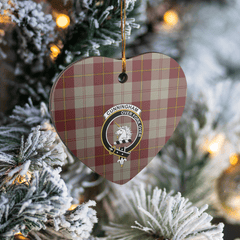 Clan Cunningham Burgundy Dancers Tartan Crest Heart Ceramic Ornament LY51 Cunningham Burgundy Dancers Tartan Tartan Christmas   