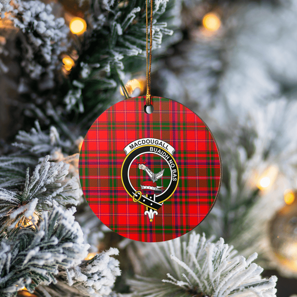 Clan MacDougall Ancient Tartan Crest Round Ceramic Ornament LB67 MacDougall Ancient Tartan Tartan Christmas   