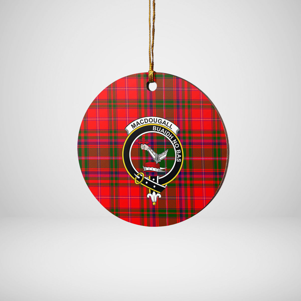 Clan MacDougall Ancient Tartan Crest Round Ceramic Ornament LB67 MacDougall Ancient Tartan Tartan Christmas   