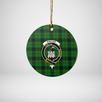 Clan Kincaid Tartan Crest Round Ceramic Ornament