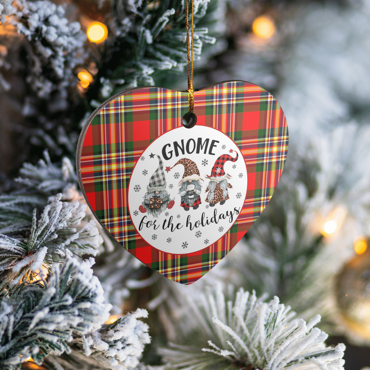 Clan MacGill Modern Tartan Tartan Crest Gnome Heart Ceramic Ornament IP45 MacGill Modern Tartan Tartan Christmas   