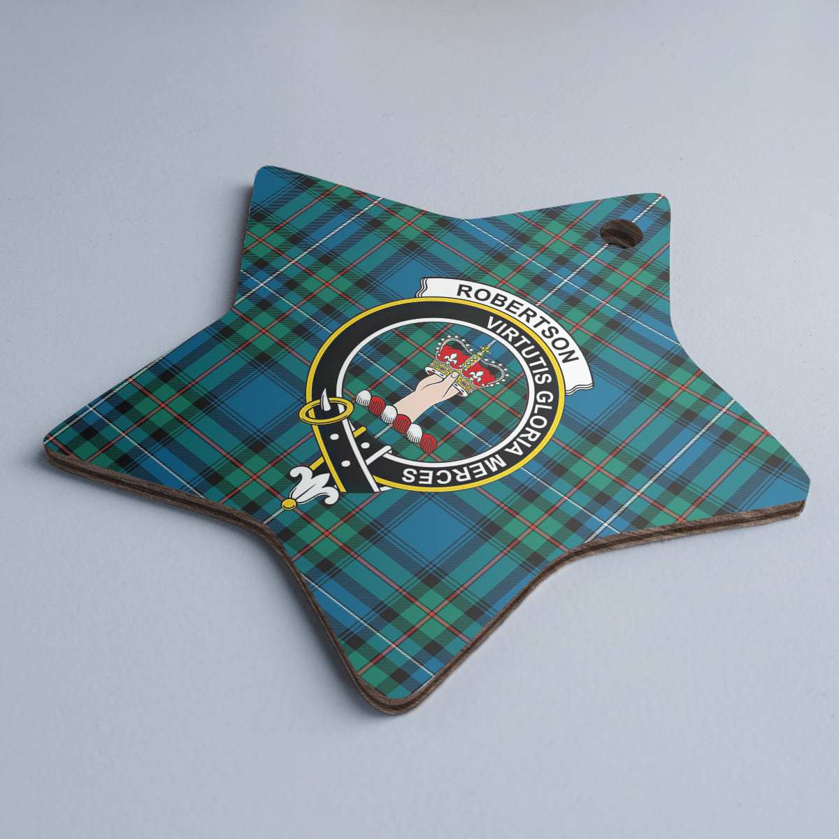 Clan Robertson Hunting Ancient Tartan Crest Star Ceramic Ornament KC36 Robertson Hunting Ancient Tartan Tartan Christmas   