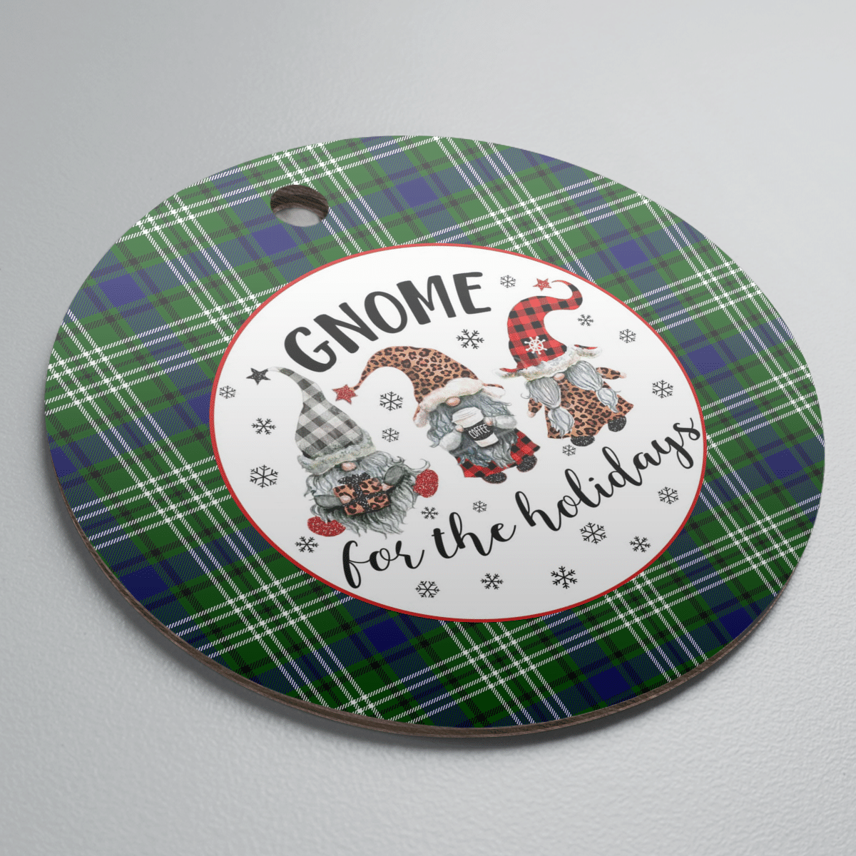 Clan Tweedside District Tartan Tartan Crest Gnome Round Ceramic Ornament OV51 Tweedside District Tartan Tartan Christmas   