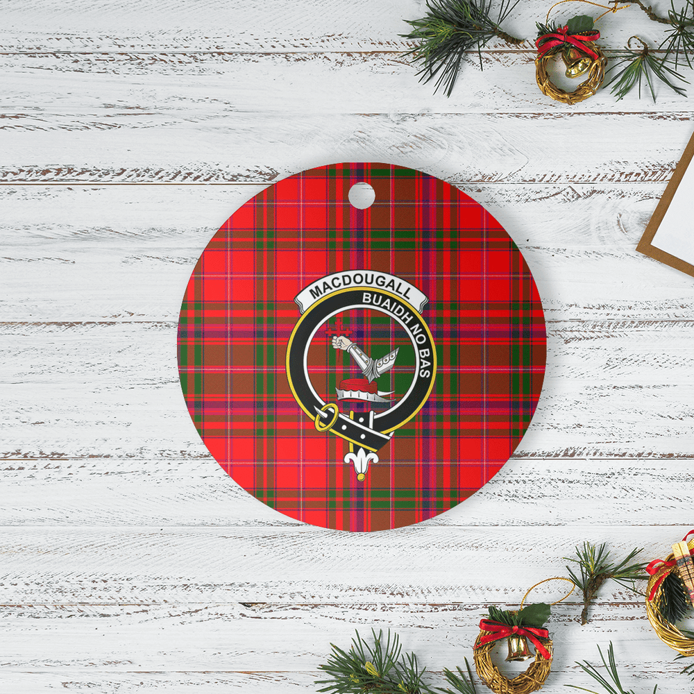 Clan MacDougall Ancient Tartan Crest Round Ceramic Ornament LB67 MacDougall Ancient Tartan Tartan Christmas   