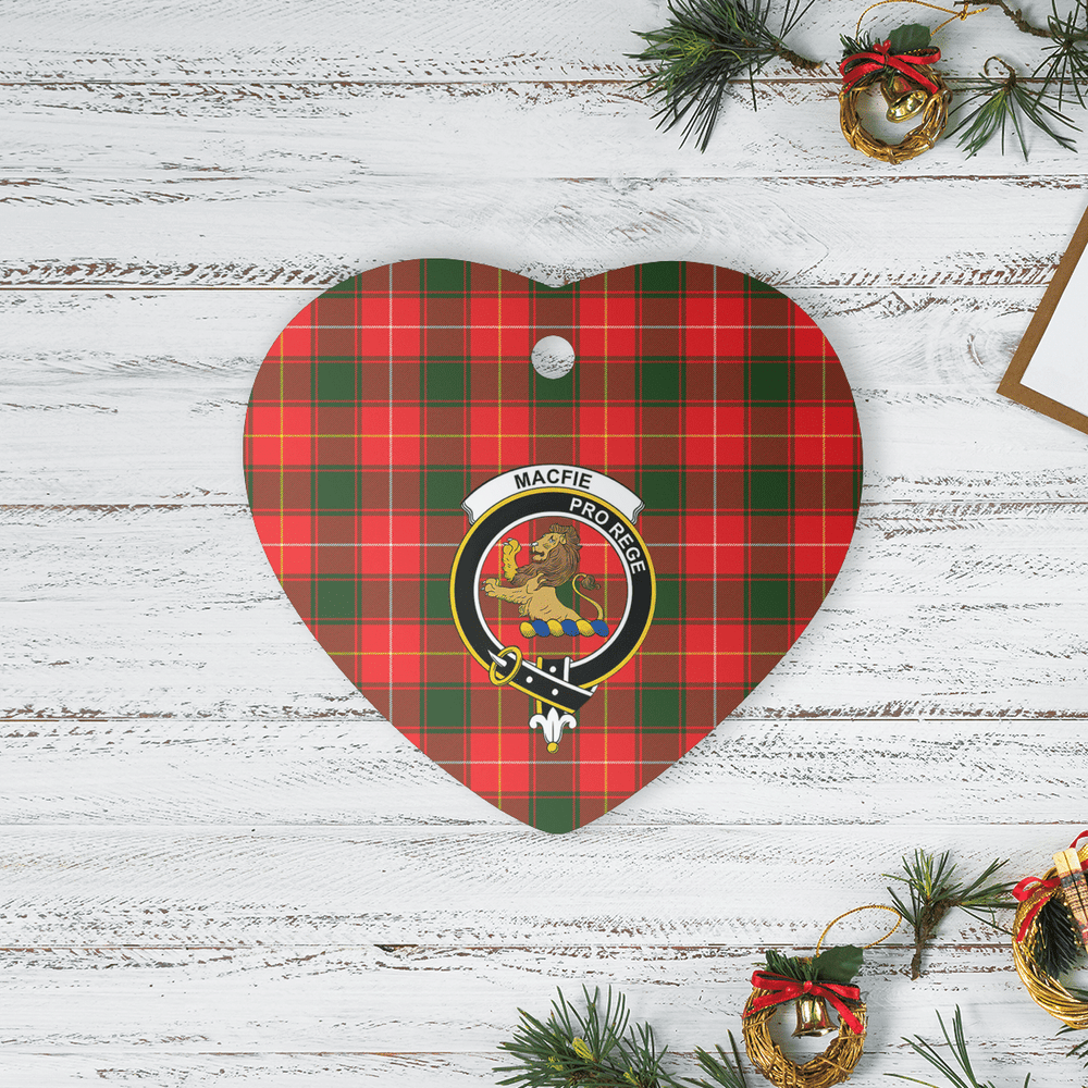 Clan MacFie Tartan Crest Heart Ceramic Ornament TA35 MacFie Tartan Tartan Christmas   
