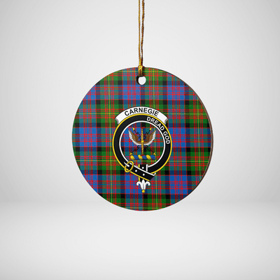 Clan Carnegie Ancient Tartan Crest Round Ceramic Ornament BO59