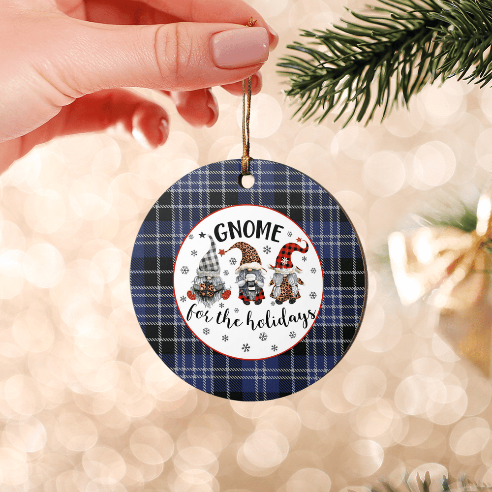 Clan Clark 1 Tartan Tartan Crest Gnome Round Ceramic Ornament WD94 Clark 1 Tartan Tartan Christmas   