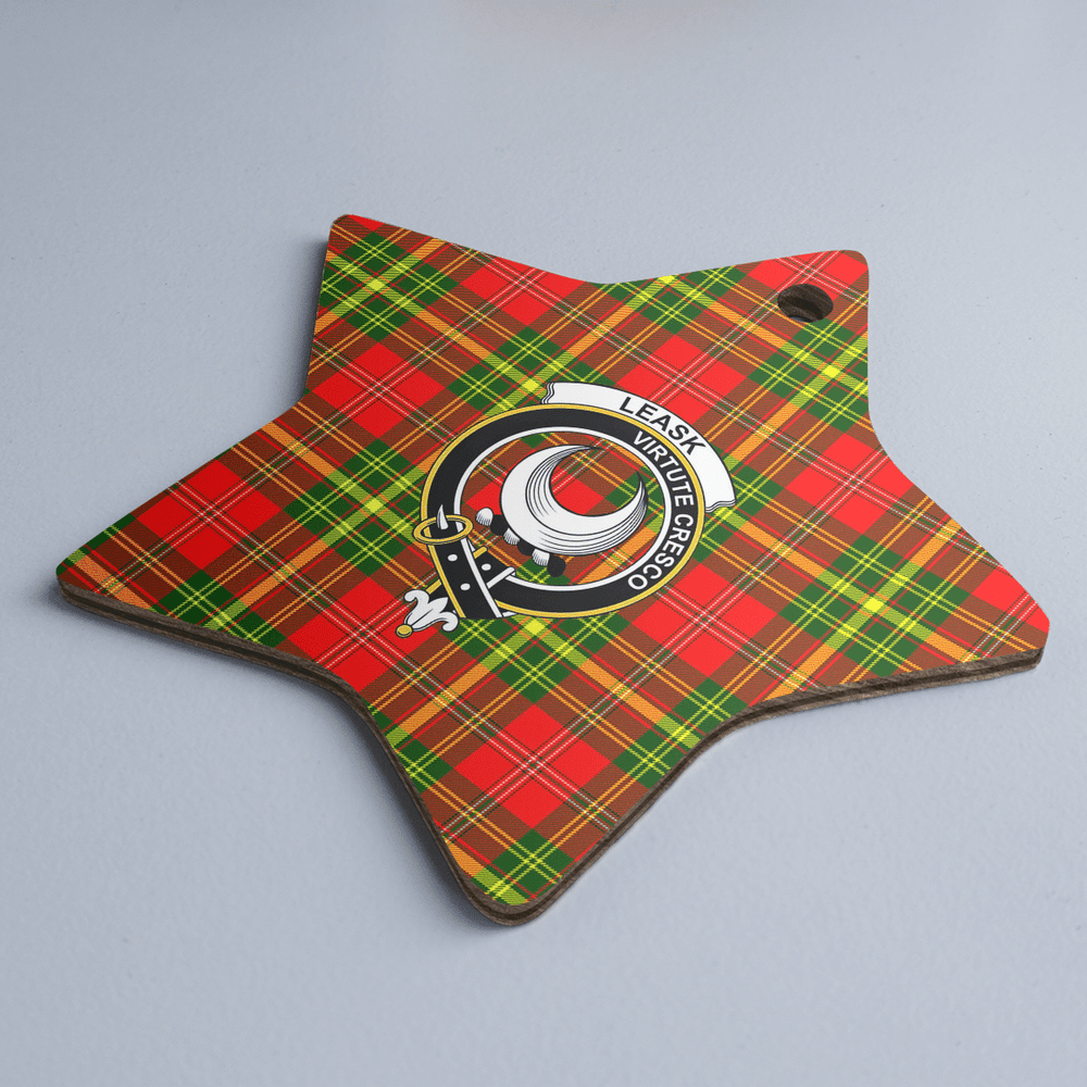 Clan Leask Tartan Crest Star Ceramic Ornament TF71 Leask Tartan Tartan Christmas   