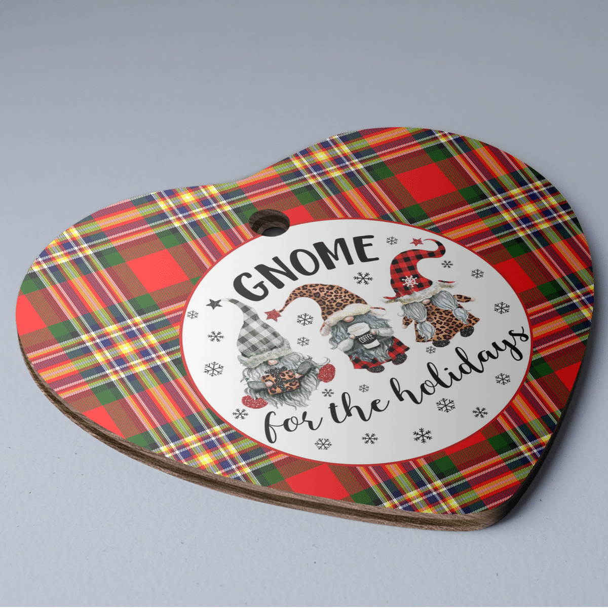 Clan MacGill Modern Tartan Tartan Crest Gnome Heart Ceramic Ornament IP45 MacGill Modern Tartan Tartan Christmas   