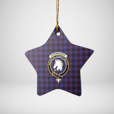 Clan Horsburgh Tartan Crest Star Ceramic Ornament