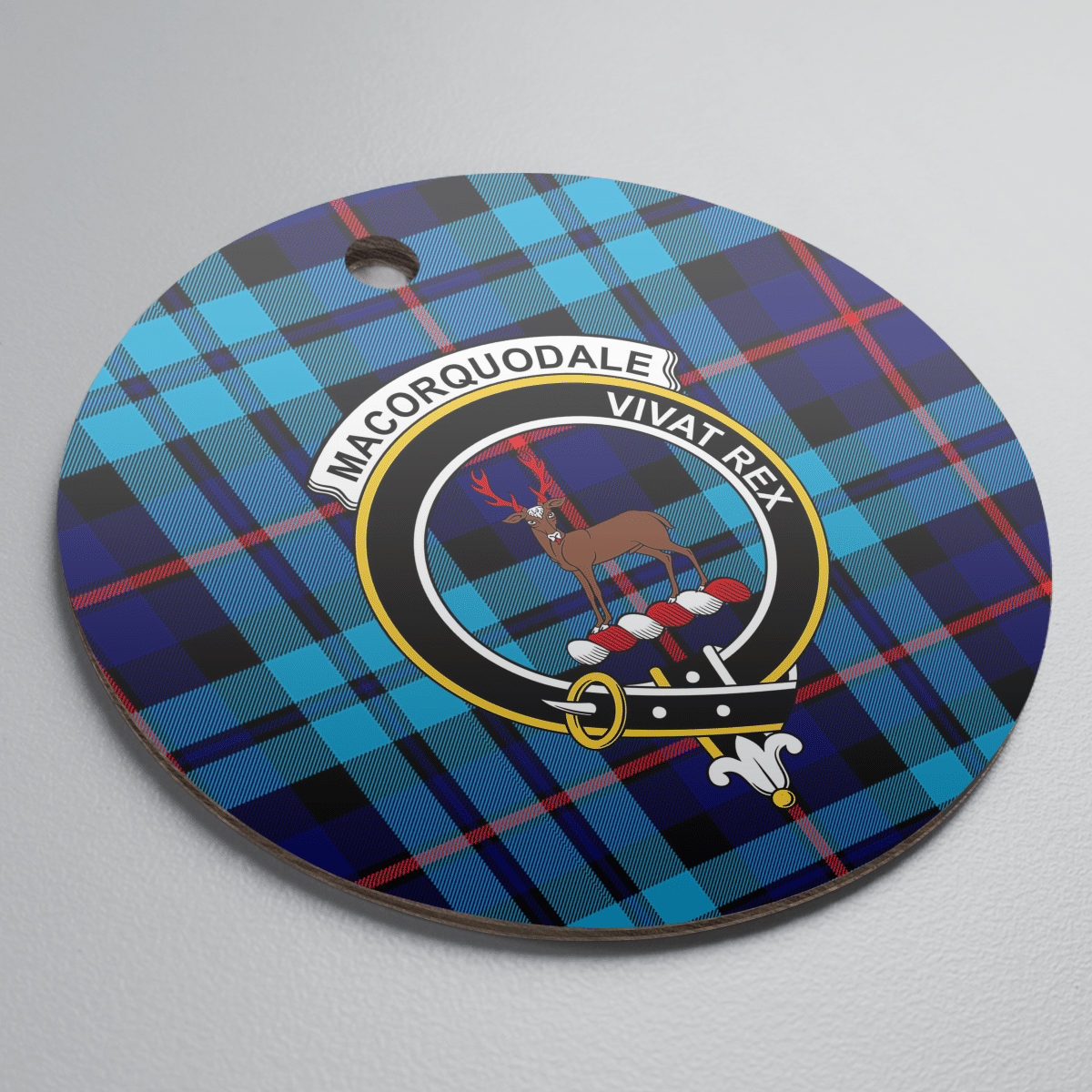 Clan MacCorquodale Tartan Crest Round Ceramic Ornament LY68 MacCorquodale Tartan Tartan Christmas   