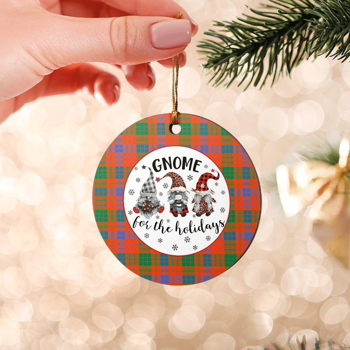 Clan Ross Ancient Tartan Tartan Crest Gnome Round Ceramic Ornament GV11 Ross Ancient Tartan Tartan Christmas   