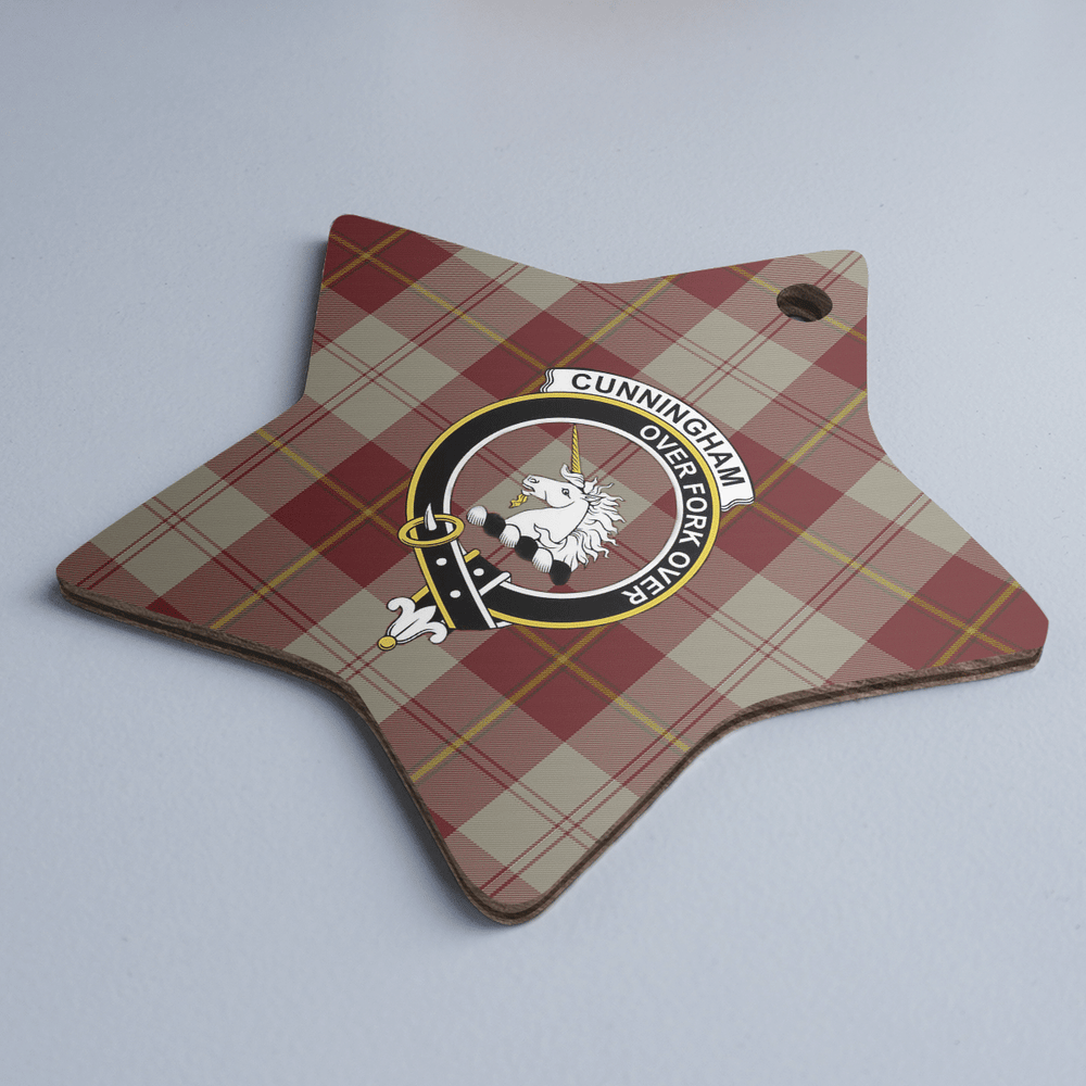 Clan Cunningham Burgundy Dancers Tartan Crest Star Ceramic Ornament JN68 Cunningham Burgundy Dancers Tartan Tartan Christmas   