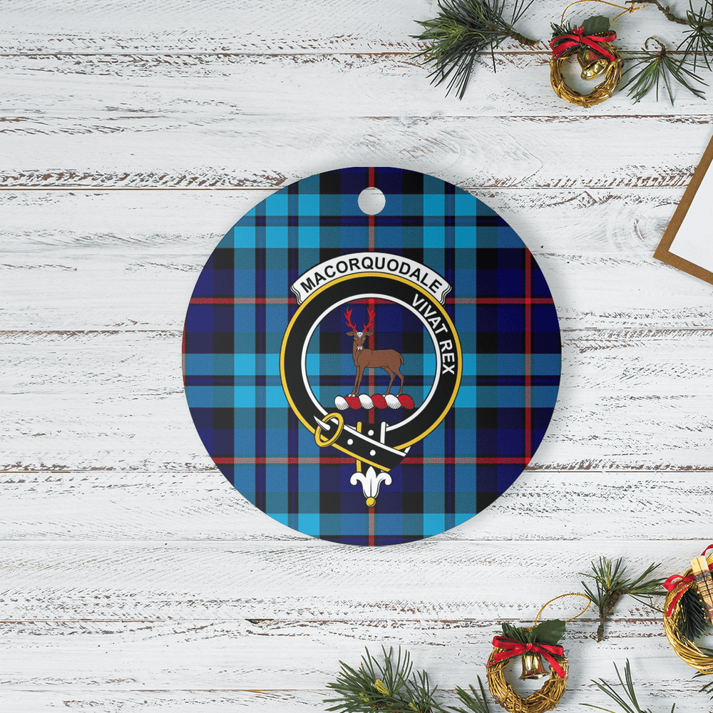 Clan MacCorquodale Tartan Crest Round Ceramic Ornament LY68 MacCorquodale Tartan Tartan Christmas   