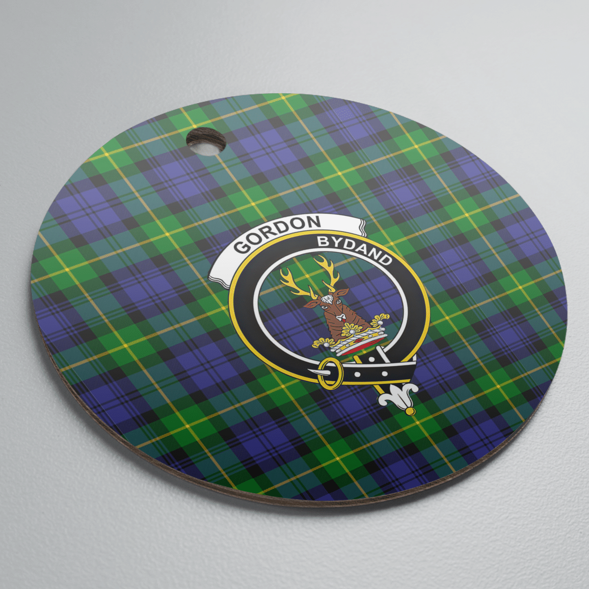 Clan Gordon Modern Tartan Crest Round Ceramic Ornament NI73 Gordon Modern Tartan Tartan Christmas   