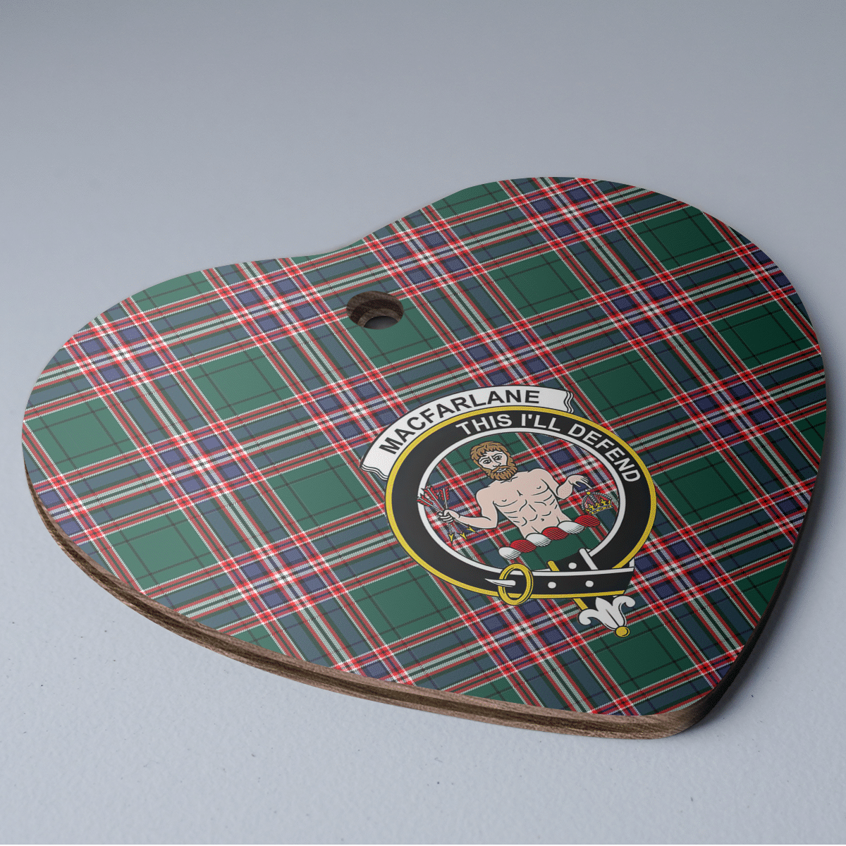 Clan MacFarlane Hunting Modern Tartan Crest Heart Ceramic Ornament KE98 MacFarlane Hunting Modern Tartan Tartan Christmas   