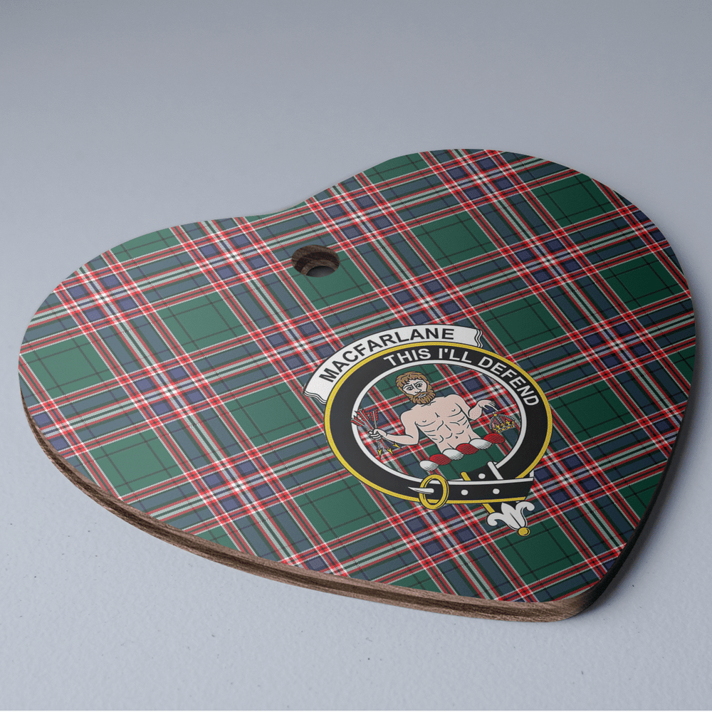 Clan MacFarlane Hunting Modern Tartan Crest Heart Ceramic Ornament KE98 MacFarlane Hunting Modern Tartan Tartan Christmas   