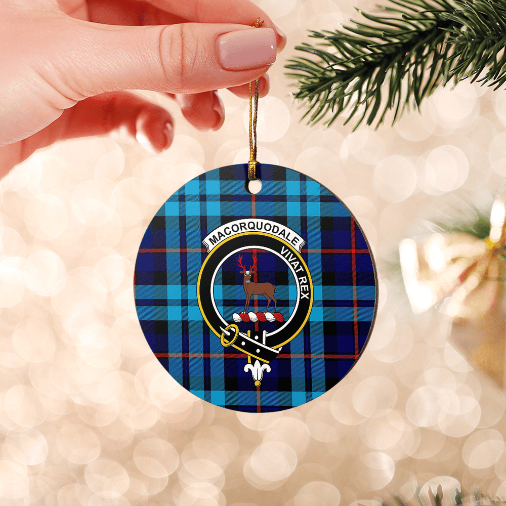 Clan MacCorquodale Tartan Crest Round Ceramic Ornament LY68 MacCorquodale Tartan Tartan Christmas   