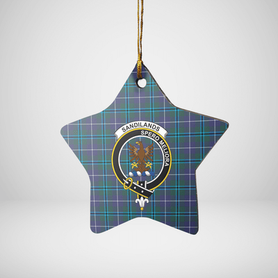 Clan Sandilands (Douglas) Tartan Crest Star Ceramic Ornament