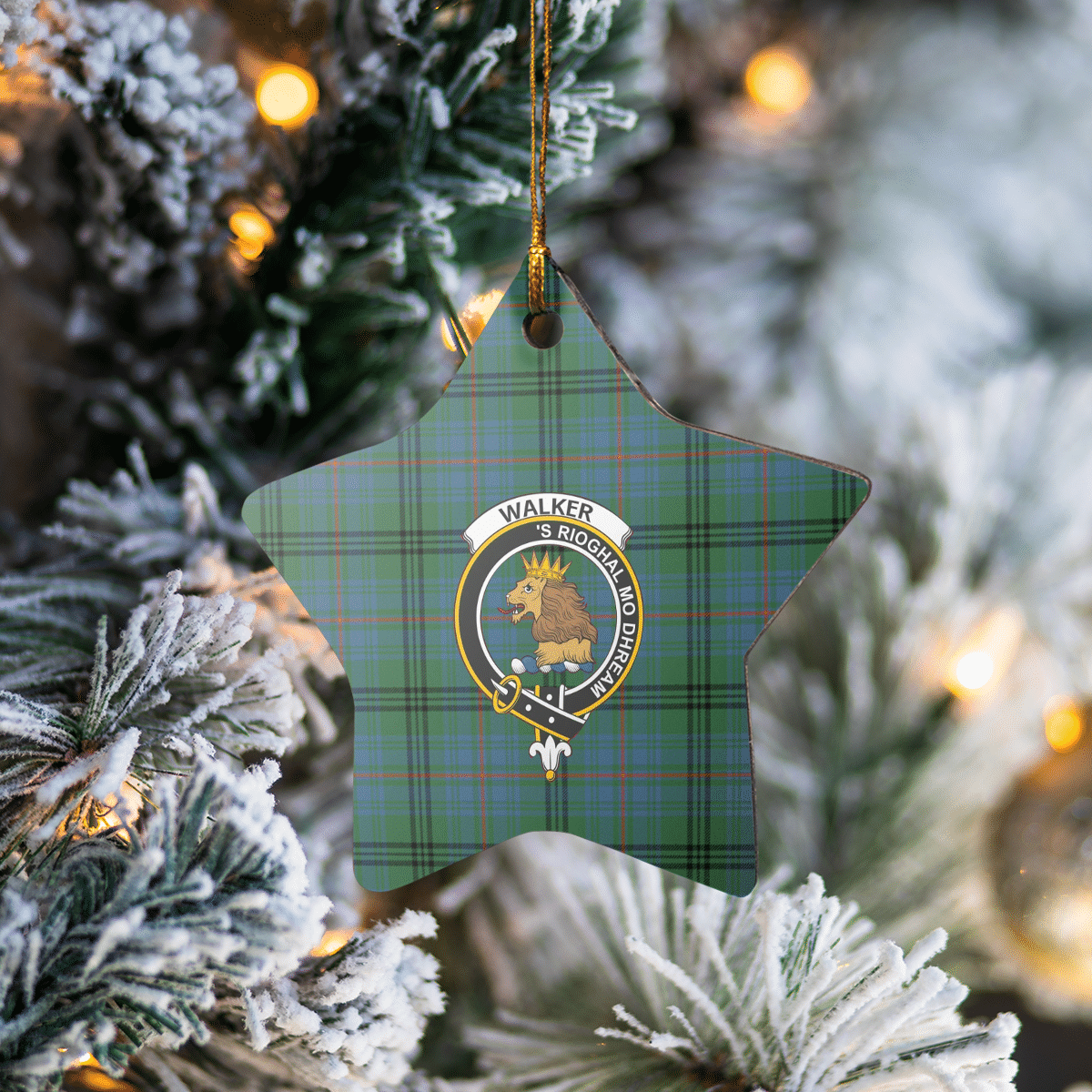 Clan Walker Hunting Ancient Tartan Crest Star Ceramic Ornament SH92 Walker Hunting Ancient Tartan Tartan Christmas   