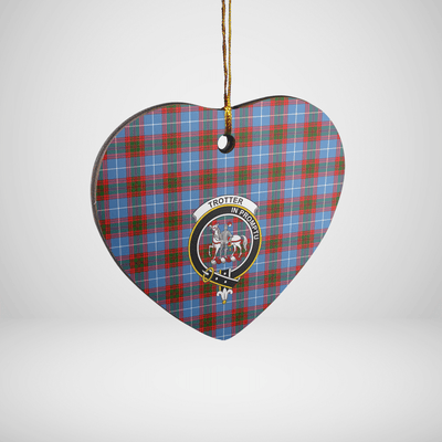 Clan Trotter Tartan Crest Heart Ceramic Ornament VE92