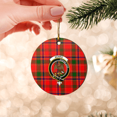 Clan Munro Modern Tartan Crest Round Ceramic Ornament EC33 Munro Modern Tartan Tartan Christmas   