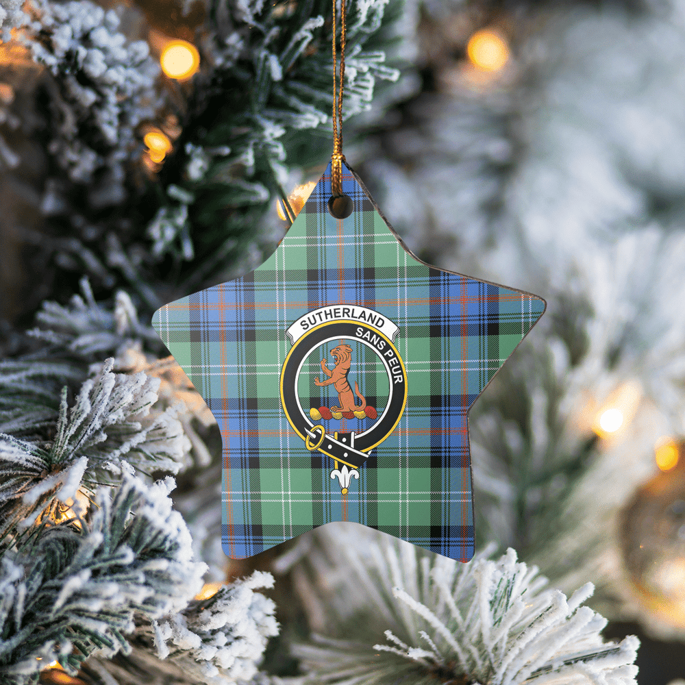 Clan Sutherland Old Ancient Tartan Crest Star Ceramic Ornament BC13 Sutherland Old Ancient Tartan Tartan Christmas   