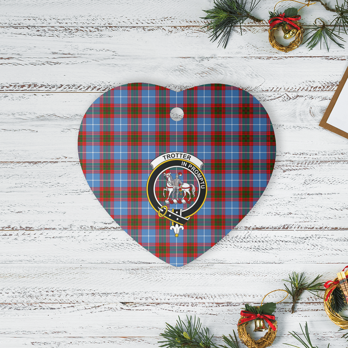 Clan Trotter Tartan Crest Heart Ceramic Ornament VE92 Trotter Tartan Tartan Christmas   