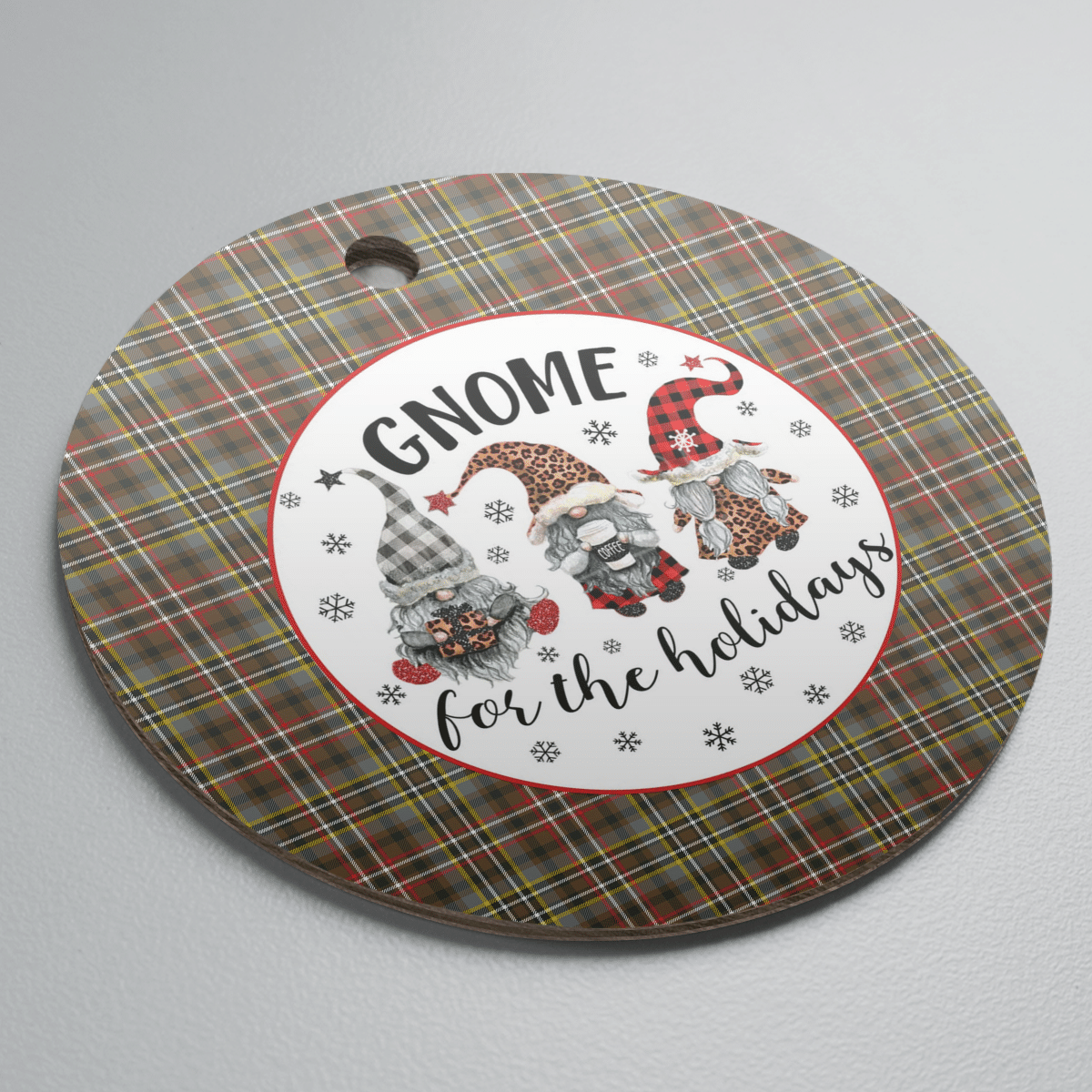Clan Scott Green Weathered Tartan Tartan Crest Gnome Round Ceramic Ornament SG15 Scott Green Weathered Tartan Tartan Christmas   